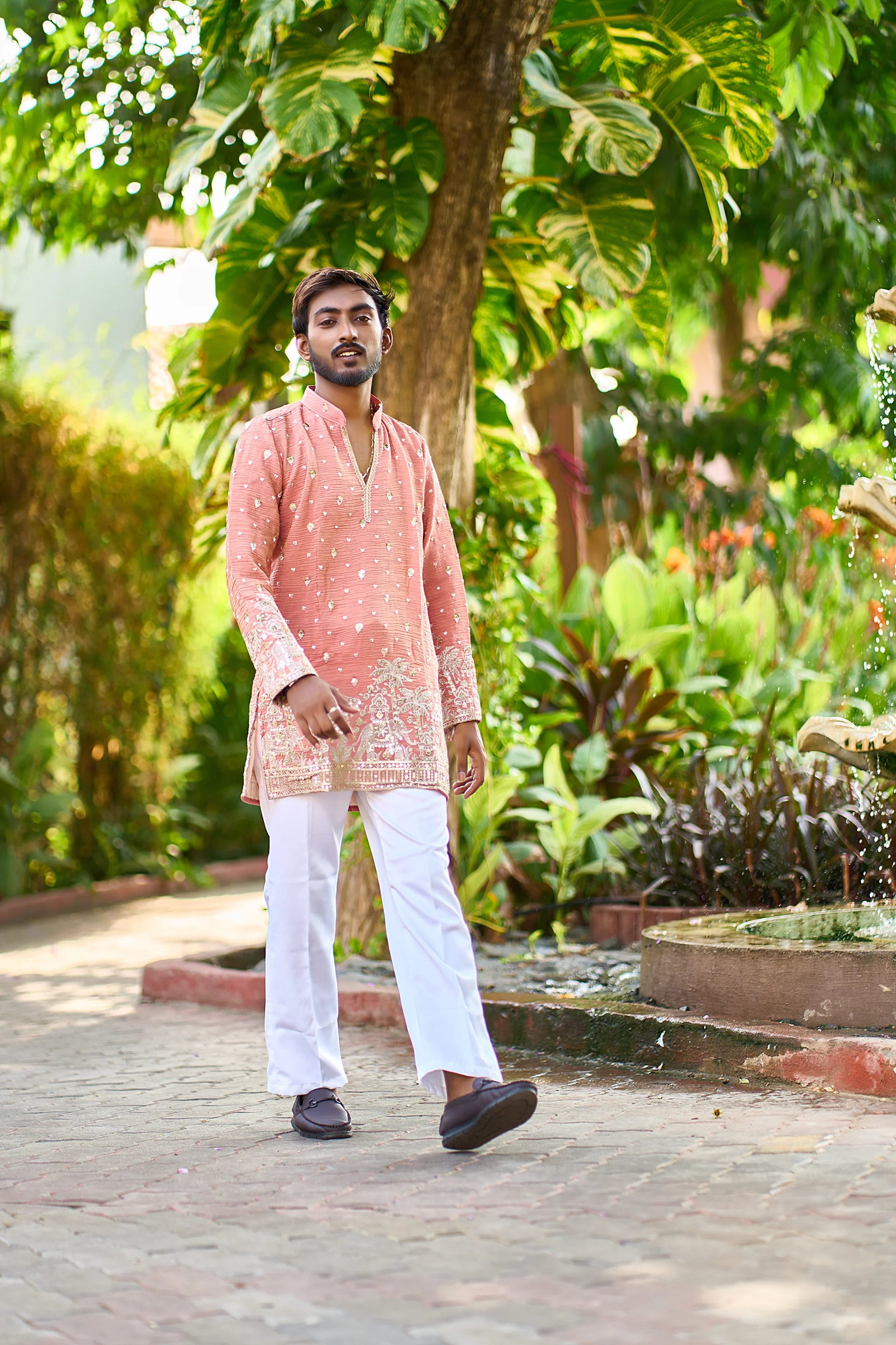 Peach Embroidered Kurta Pajama for Men | Wedding & Festive Wear