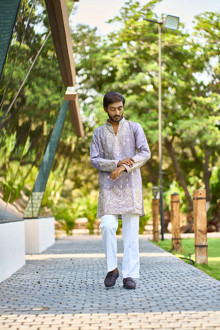 Purple Embroidered Kurta Pajama for Men | Wedding & Festive Wear