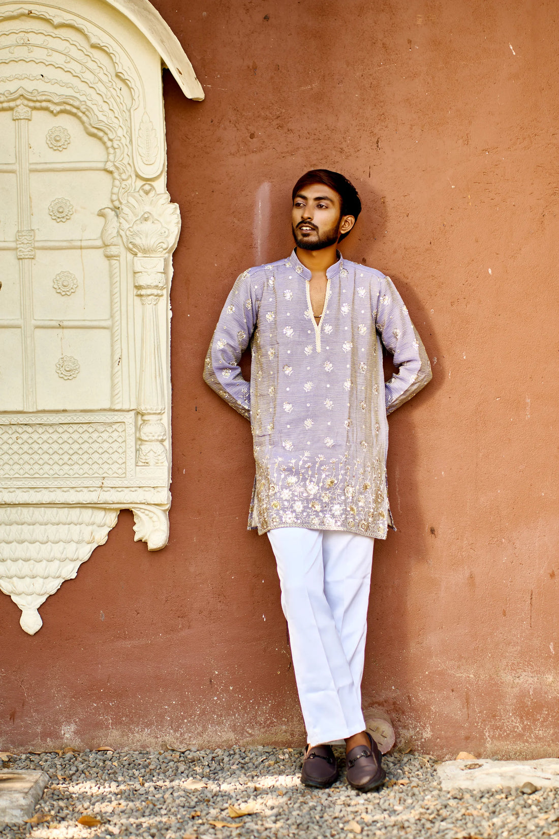 Purple Embroidered Kurta Pajama for Men | Ethnic Wear