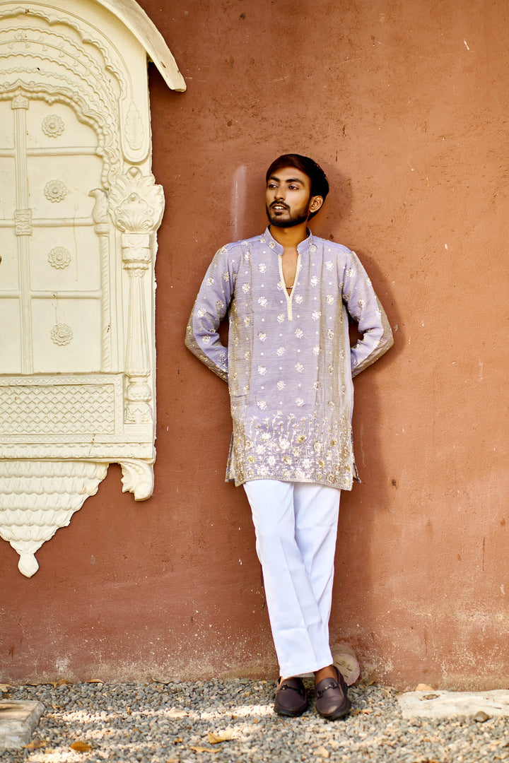 Purple Embroidered Kurta Pajama for Men | Ethnic Wear
