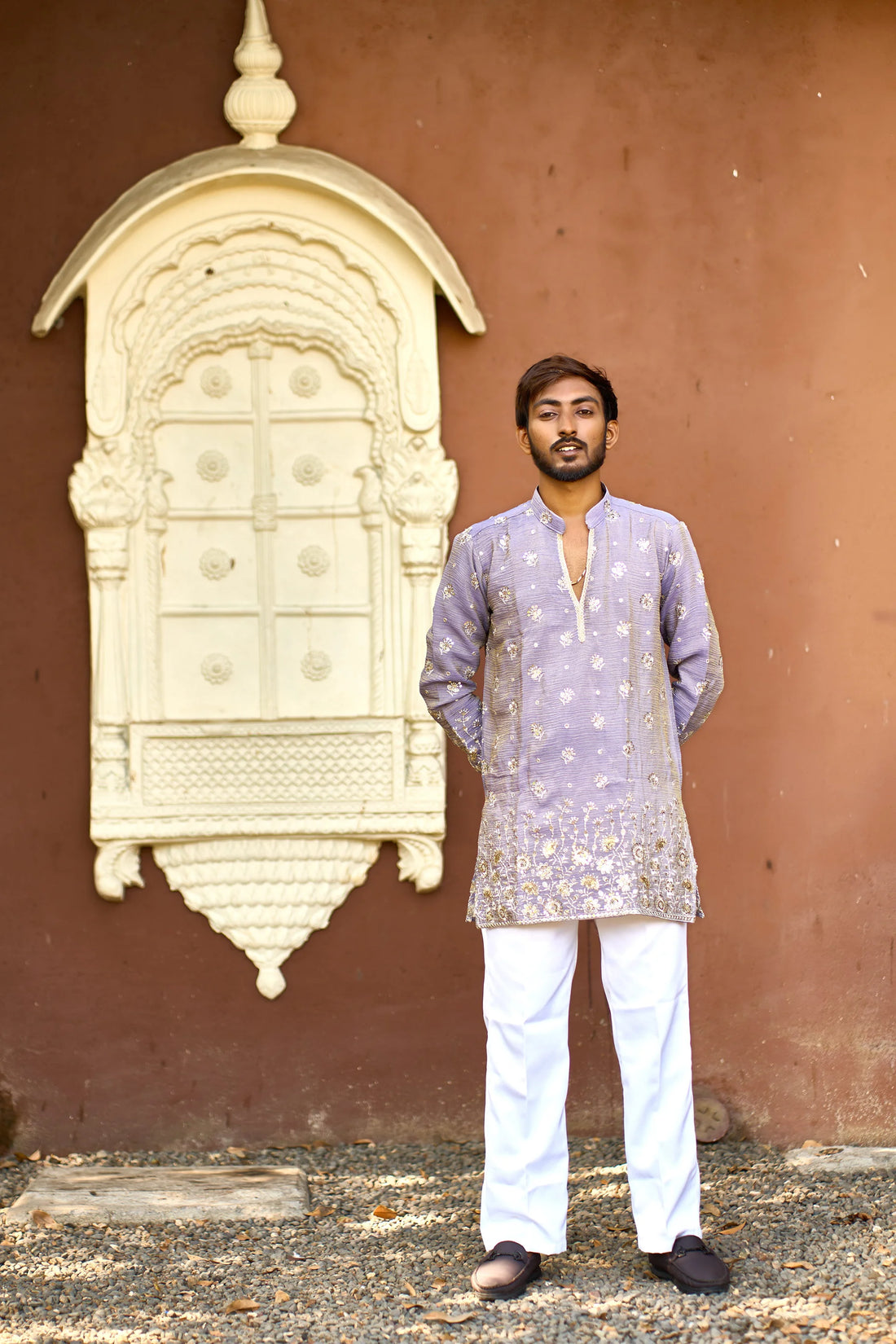 Purple Embroidered Kurta Pajama for Men | Ethnic Wear