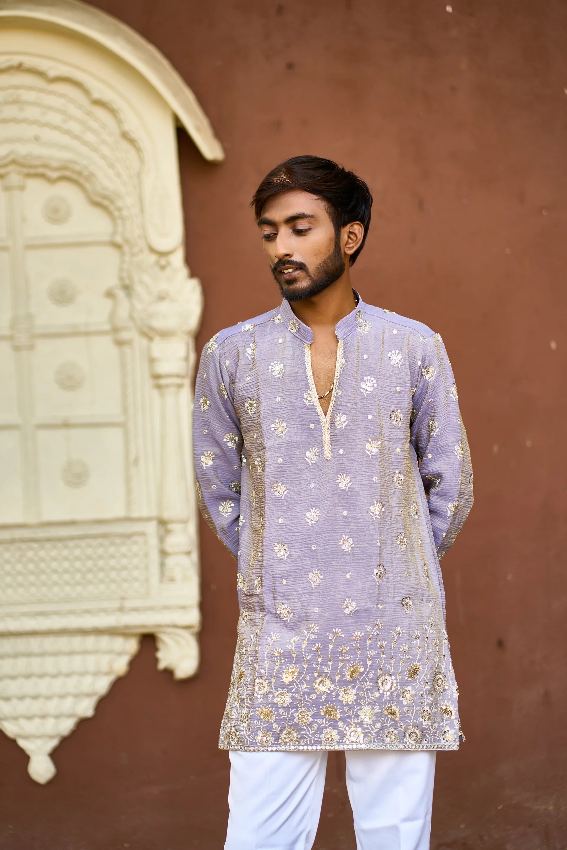 Purple Embroidered Kurta Pajama for Men | Ethnic Wear