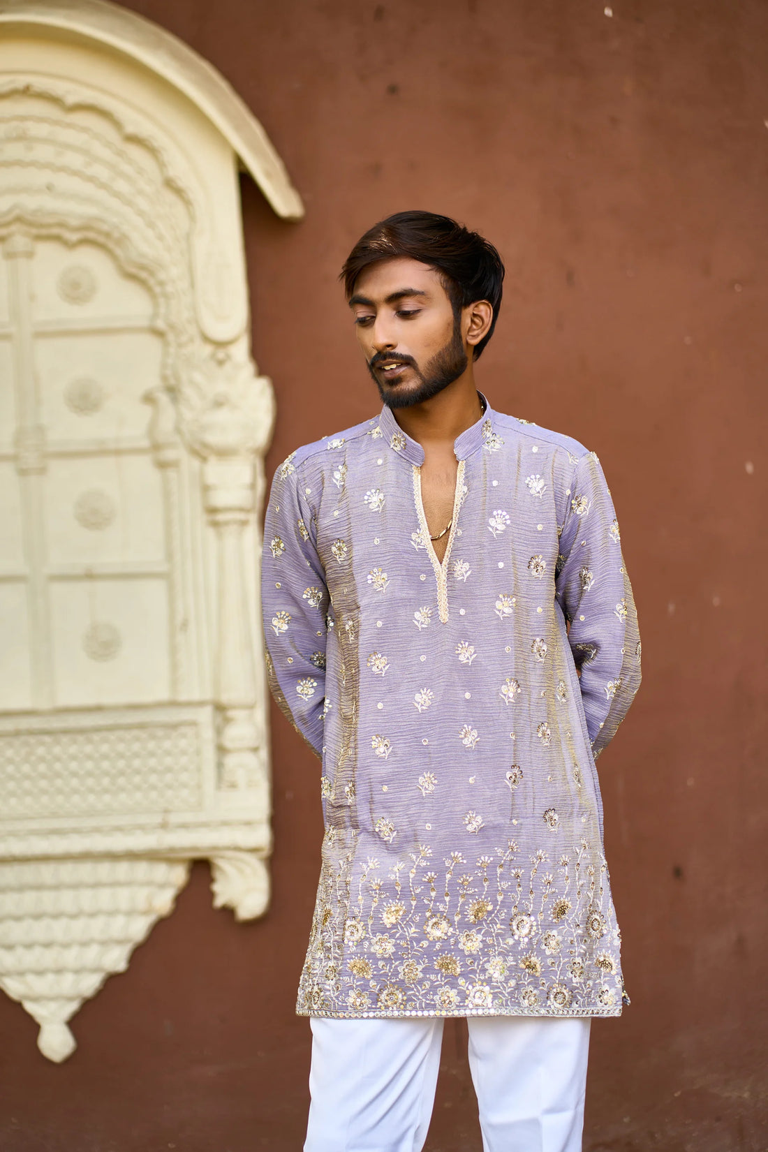 Purple Embroidered Kurta Pajama for Men | Ethnic Wear