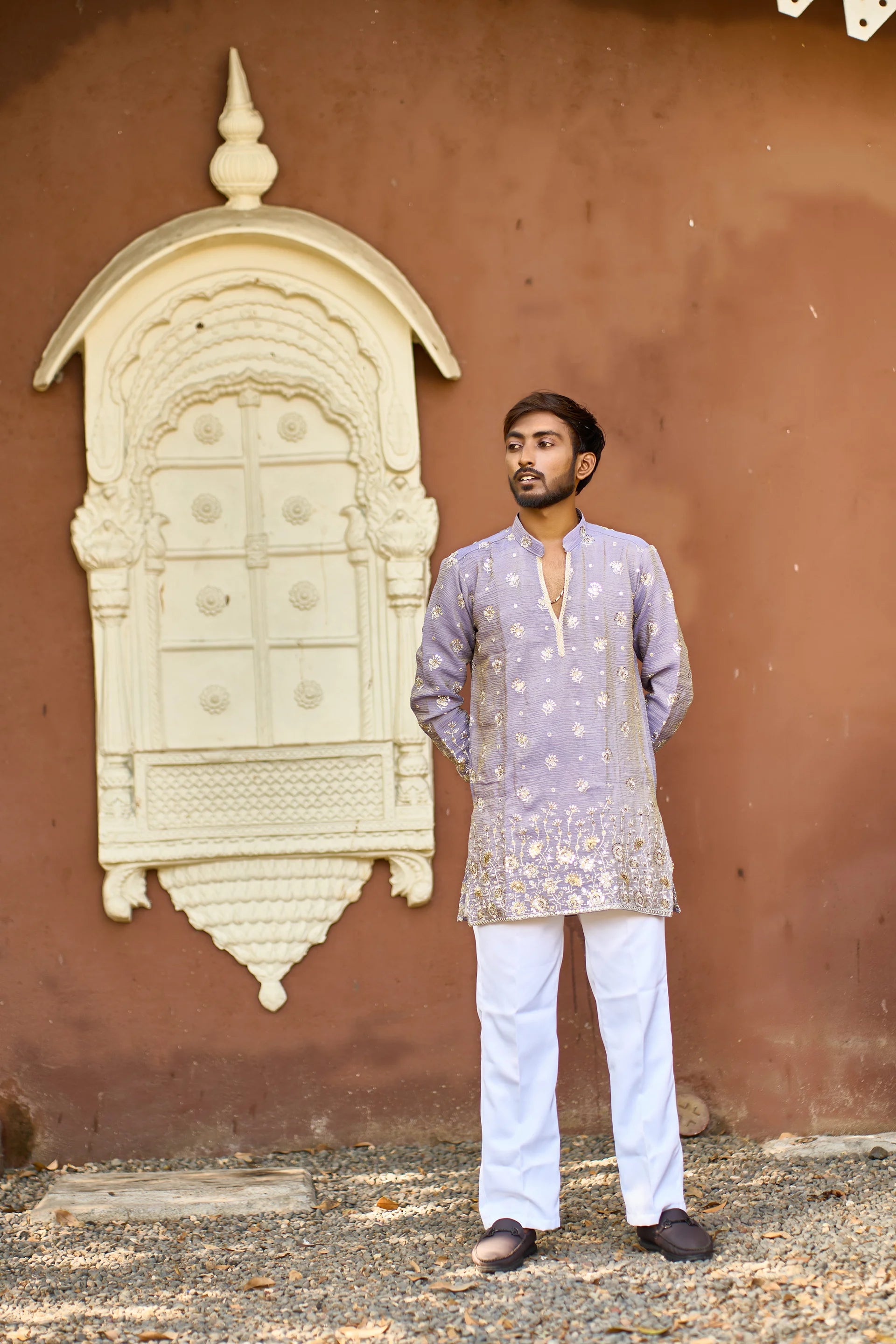 Purple Embroidered Kurta Pajama for Men | Ethnic Wear