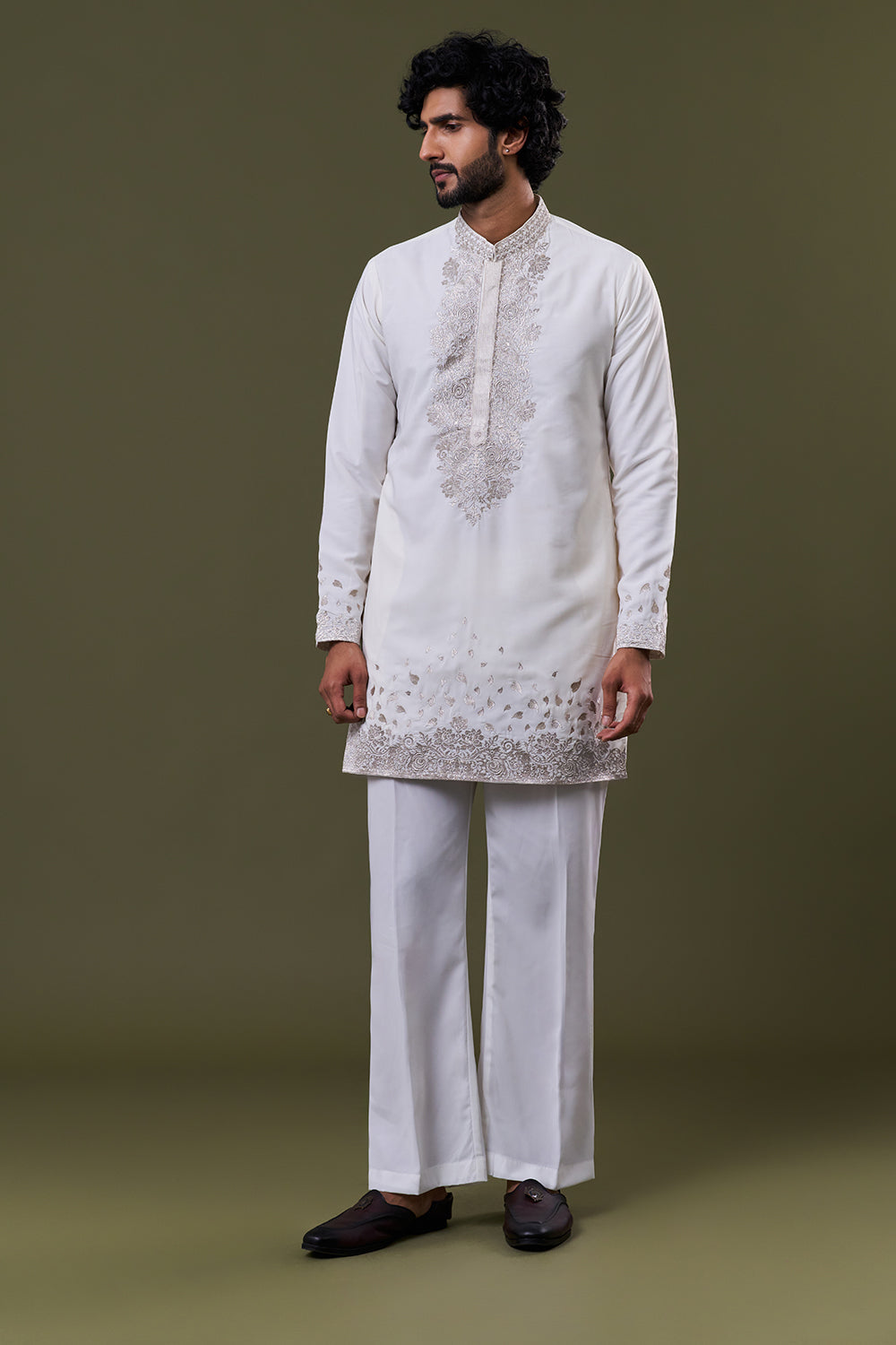 Black Zari Embroidery Work Men's Kurta Set