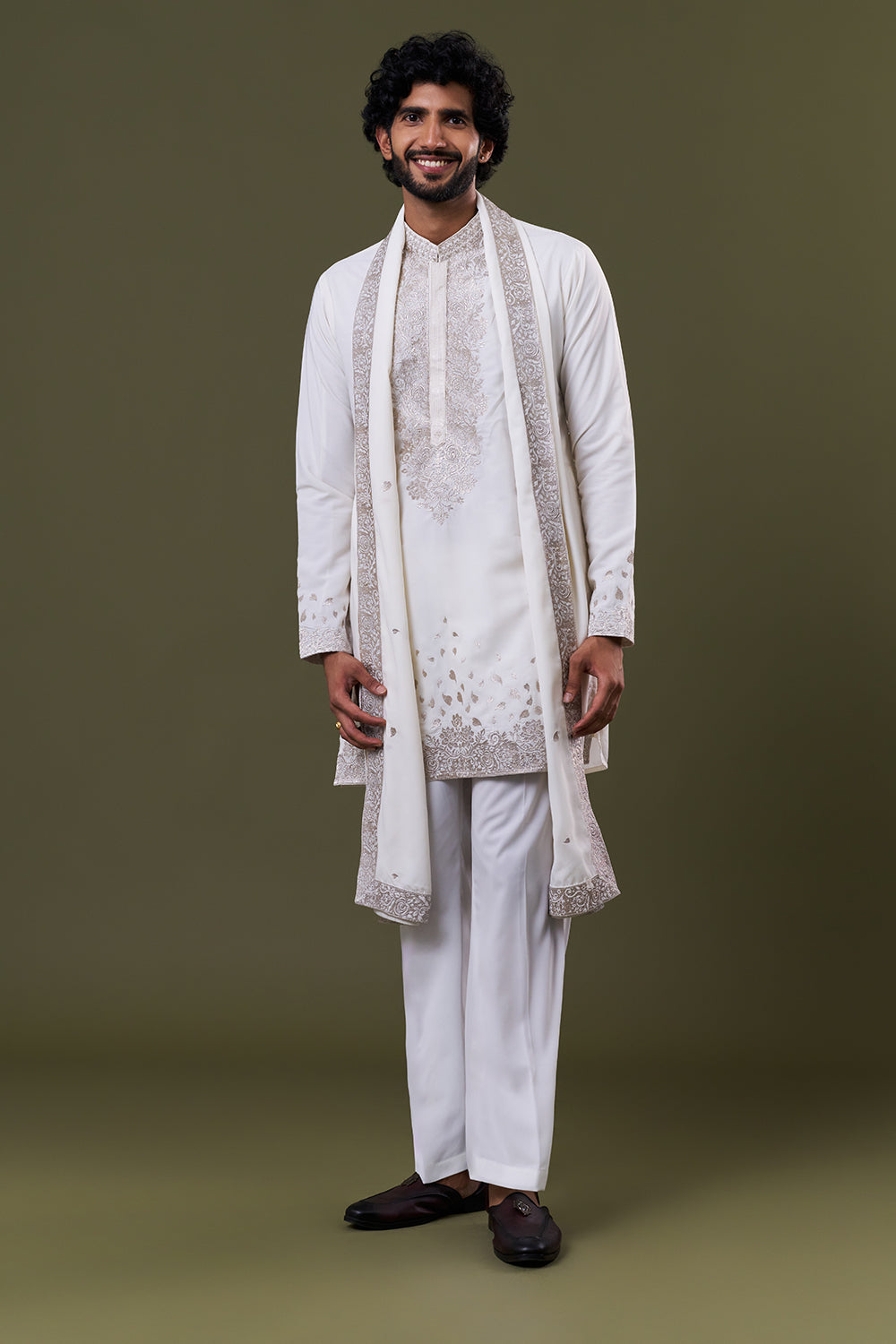 Black Zari Embroidery Work Men's Kurta Set