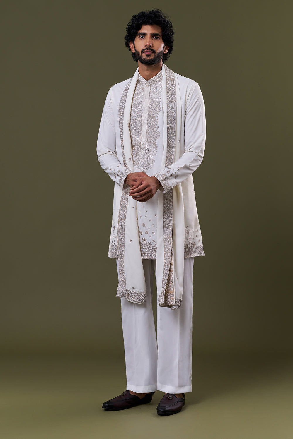 Black Zari Embroidery Work Men's Kurta Set