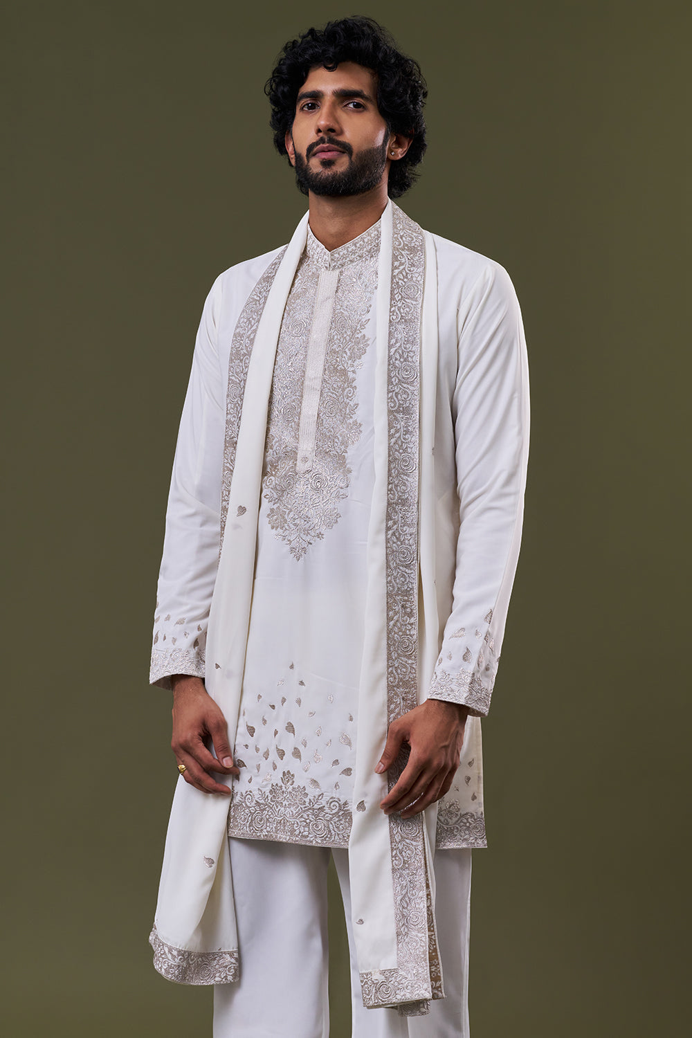 Black Zari Embroidery Work Men's Kurta Set