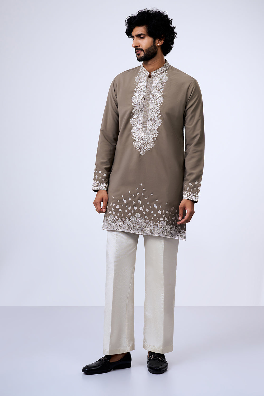 Black Zari Embroidery Work Men's Kurta Set