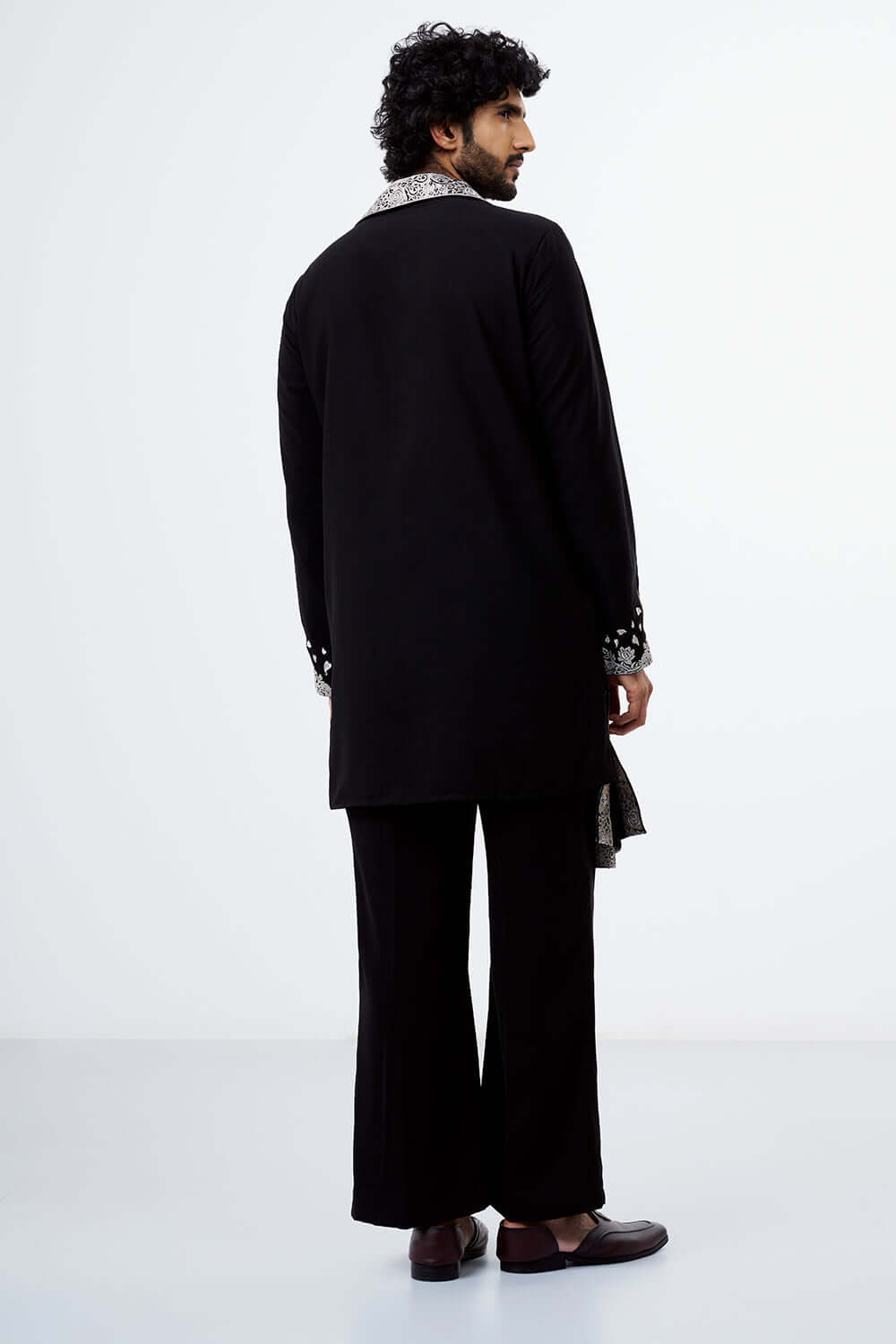Black Zari Embroidery Work Men's Kurta Set