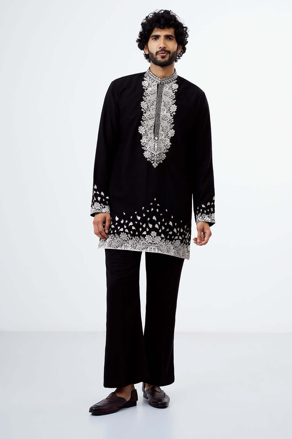 Black Zari Embroidery Work Men's Kurta Set